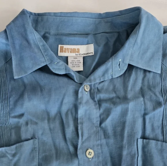 Havana By Statements Ocean Blue Short-Sleeve Button-Down Shirt - XXL - Picture 3 of 6